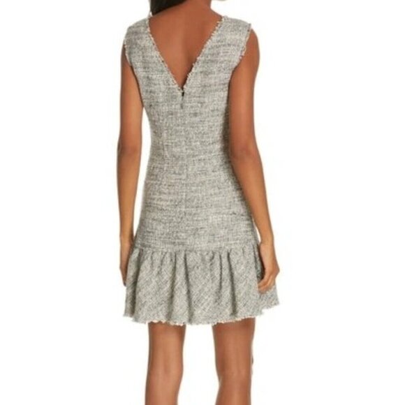 Rebecca Taylor Sleeveless Tweed Ruffle Hem Sheath Dress Size 8 - Picture 1 of 13